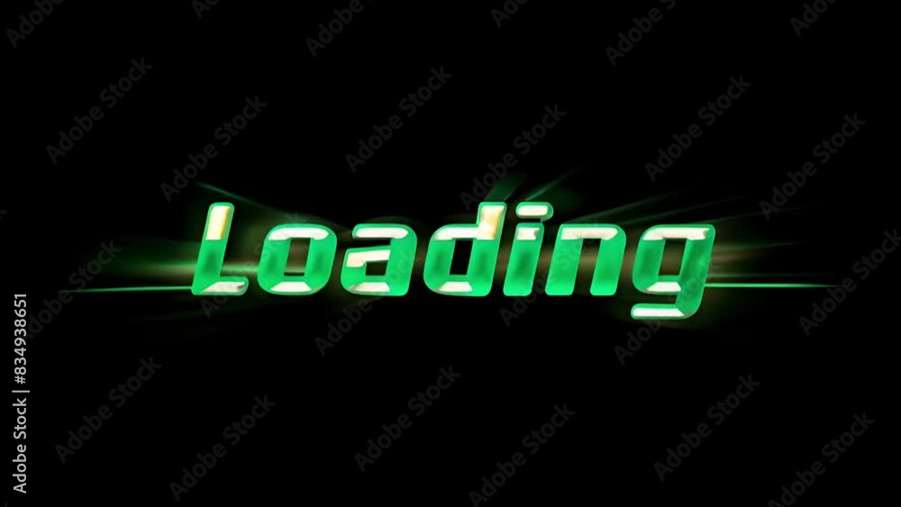 Neon green text LOADING on black background, waiting, internet without signal, web design, video editor, game Neon green text LOADING on black background, waiting, internet without signal, web design, video editor, game