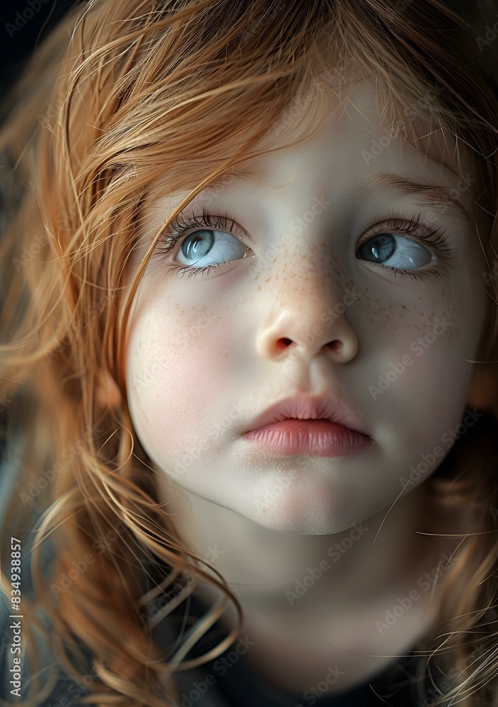 Portrait of a young girl with red hair and freckles Portrait of a young girl with red hair and freckles