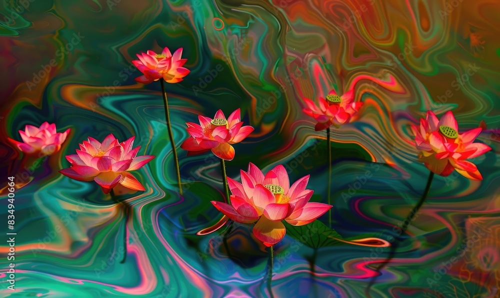 Abstract illustration with lotus flowers Abstract illustration with lotus flowers