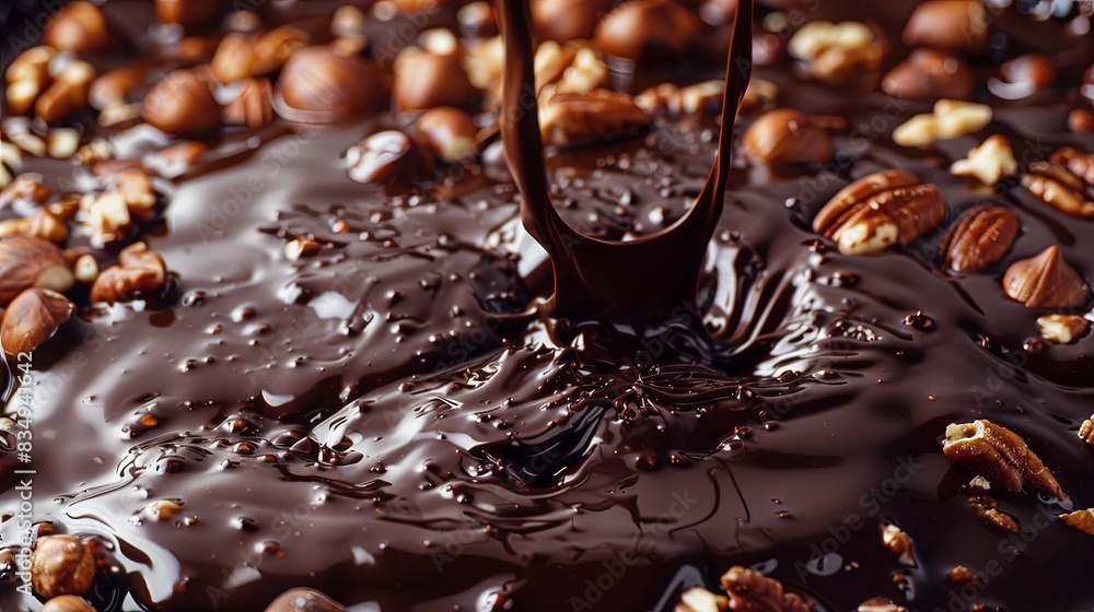 Fototapeta premium Tempting Melted Chocolate Symphony with Nuts