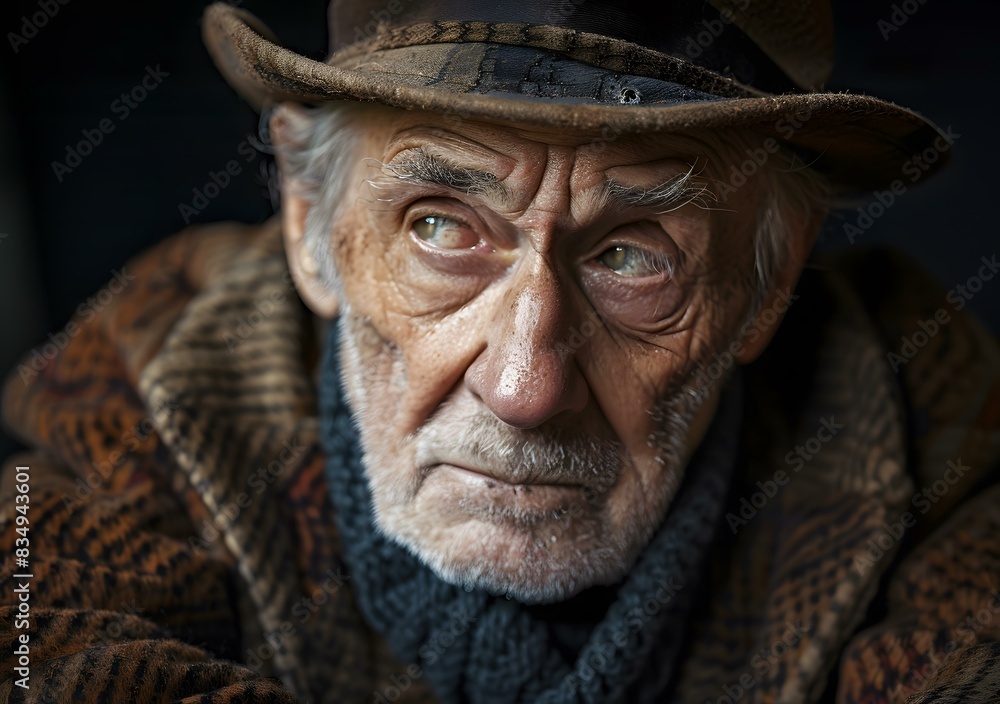 portrait of an old man with a hat portrait of an old man with a hat