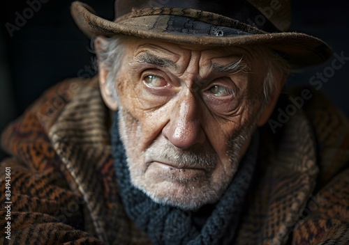 portrait of an old man with a hat
