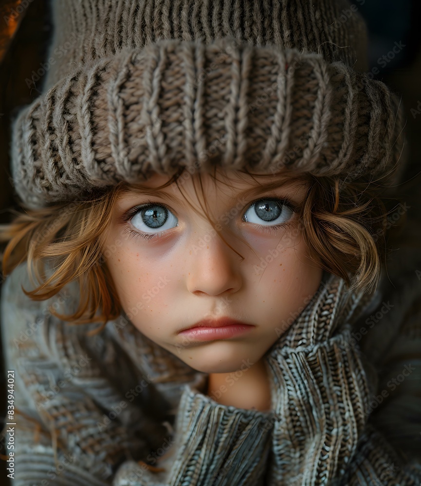 Portrait of a young boy wearing a brown beanie Portrait of a young boy wearing a brown beanie