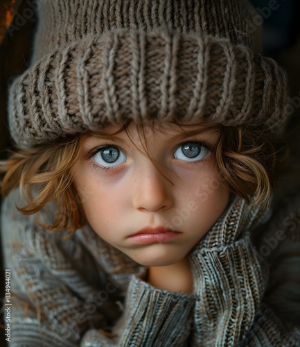 Portrait of a young boy wearing a brown beanie