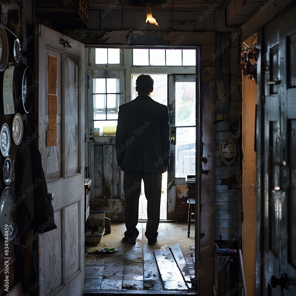 Man in suit standing in a doorway Man in suit standing in a doorway