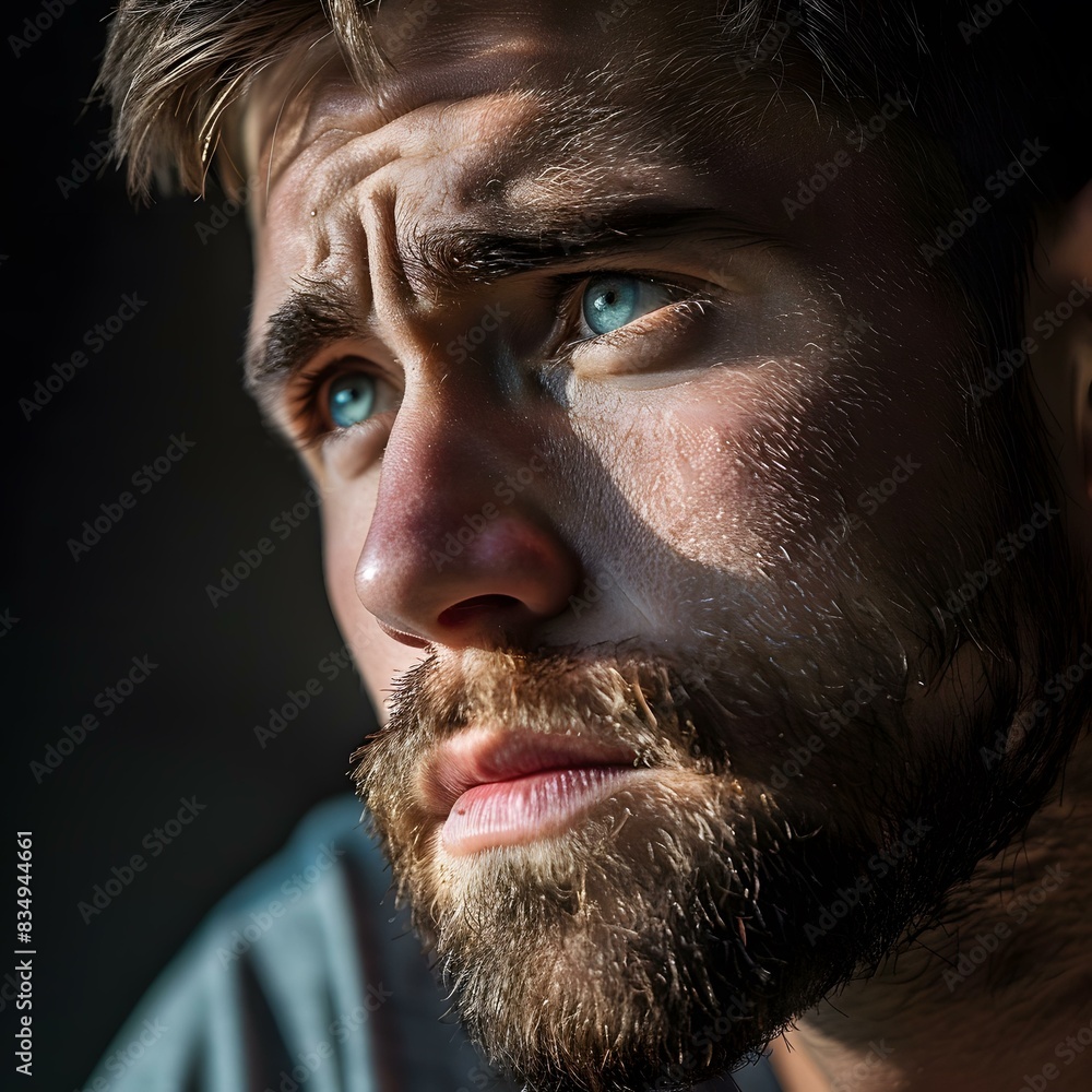 Obraz premium Portrait of a Bearded Man with Blue Eyes
