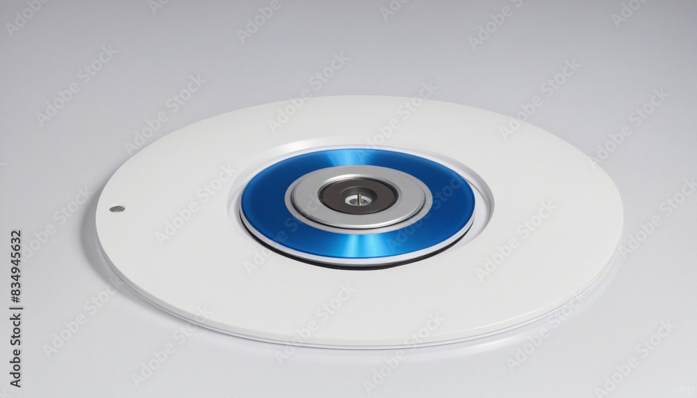 Isolated White CD and DVD Abstract Plate Object with Blue Light Switch and Audio Technology Isolated White CD and DVD Abstract Plate Object with Blue Light Switch and Audio Technology