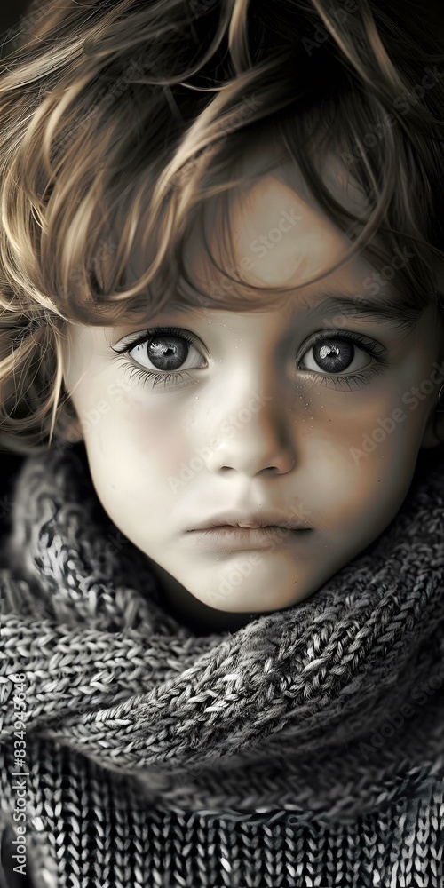 Obraz premium portrait of a cute caucasian boy with big green eyes