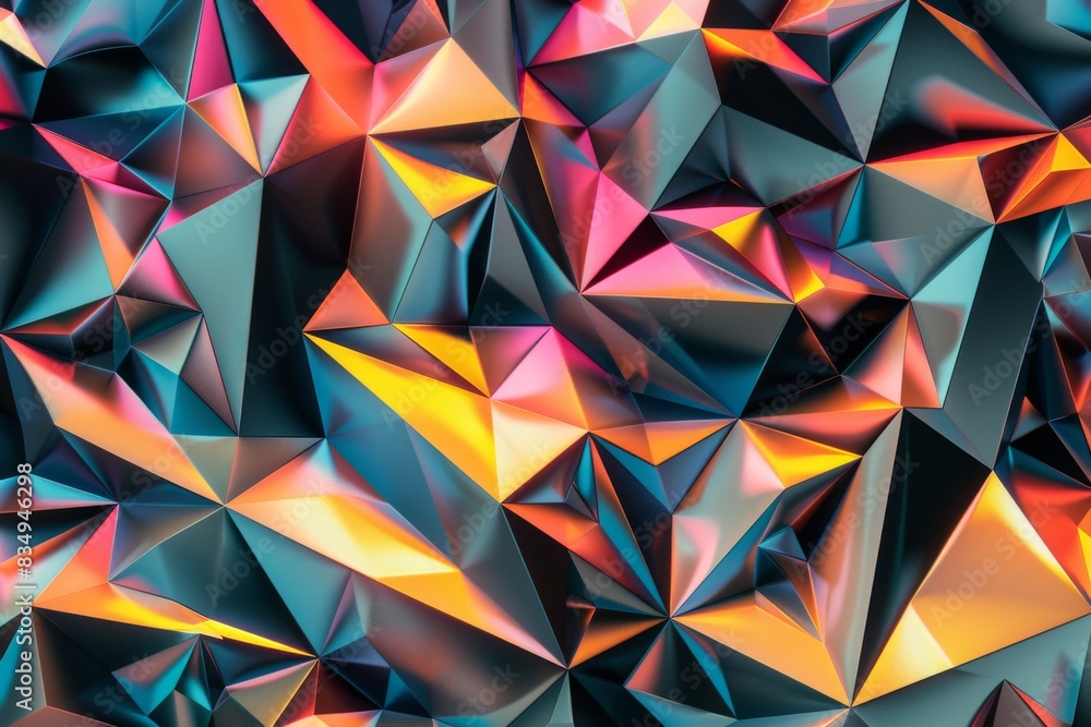 A visually stunning illustration of a futuristic polygonal pattern with vibrant colors and metallic accents, creating a captivating sense of depth and dimension. A visually stunning illustration of a futuristic polygonal pattern with vibrant colors and metallic accents, creating a captivating sense of depth and dimension.