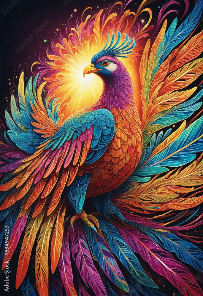 Obraz premium Colorful Phoenix Dreams: A Vibrant Flight of Fantasy
