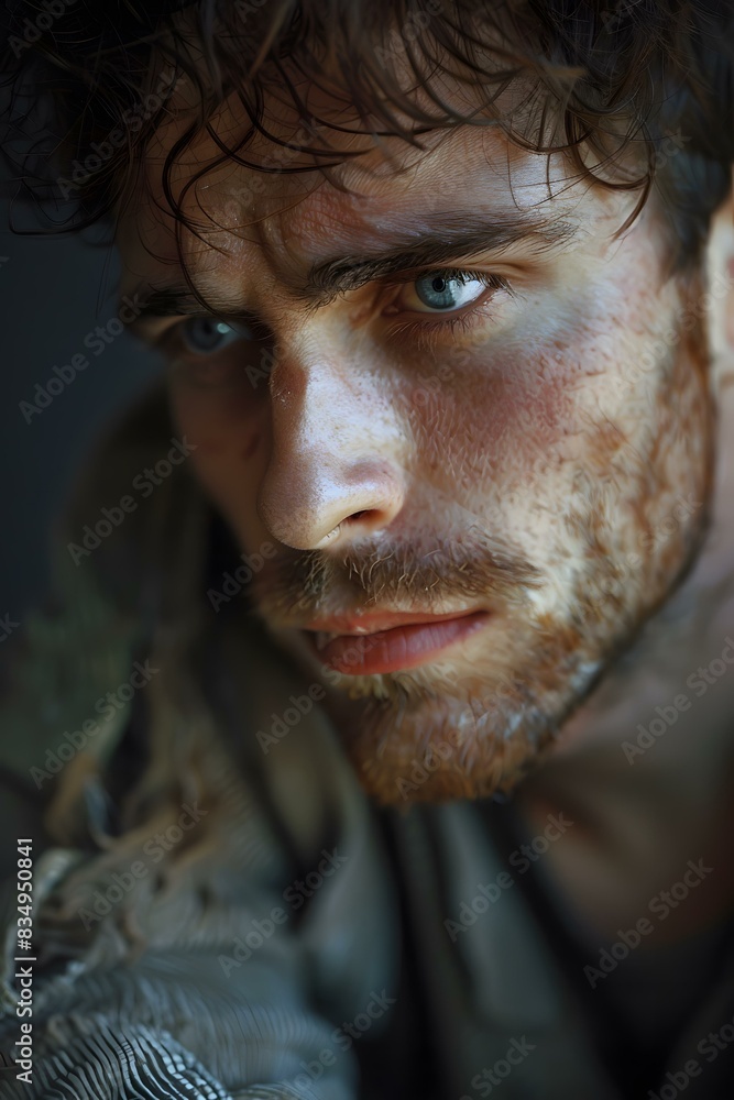 Portrait of a young man with intense blue eyes Portrait of a young man with intense blue eyes