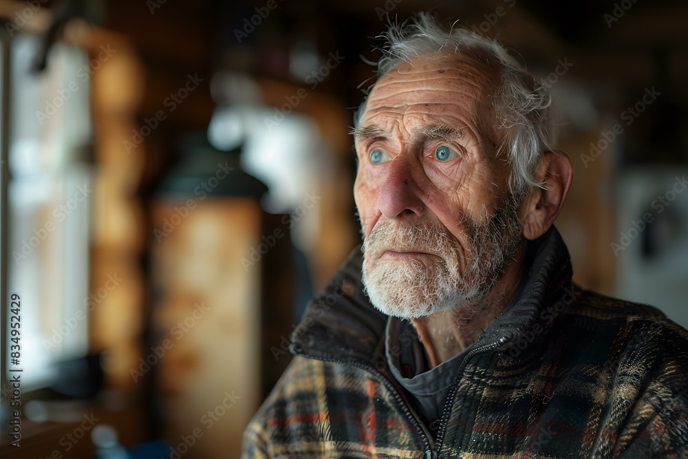 Portrait of an old man with white beard and blue eyes Portrait of an old man with white beard and blue eyes
