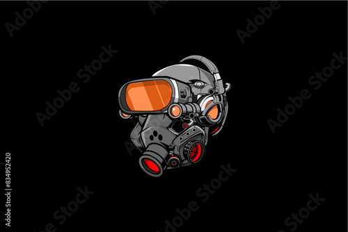 Robot head old school vector image template