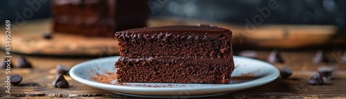 Wallpaper Mural A slice of chocolate cake on a white plate with chocolate sprinkles on top Torontodigital.ca