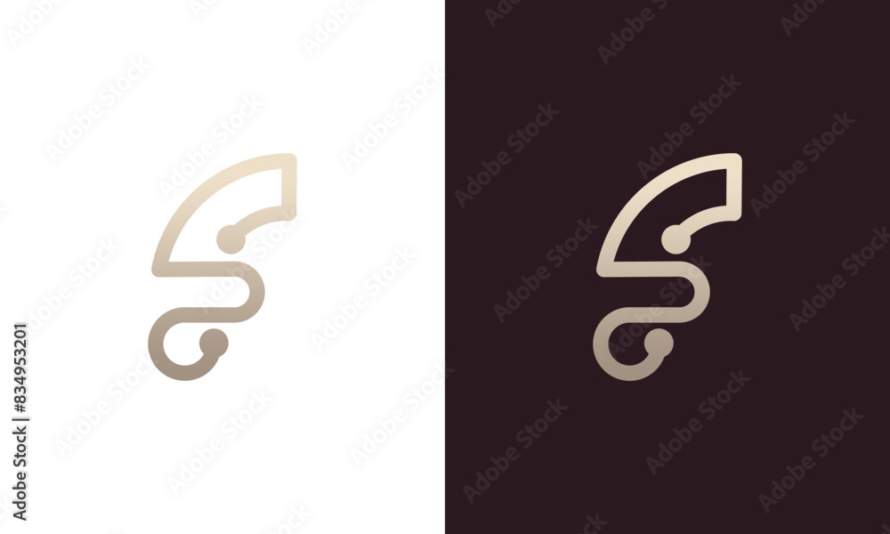 letter f abstract gold colored monogram logo design vector letter f abstract gold colored monogram logo design vector