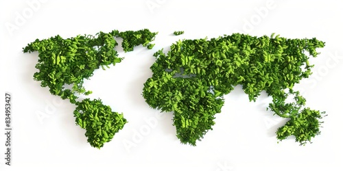 Earth world map made of green plants for sustainable environmentalism