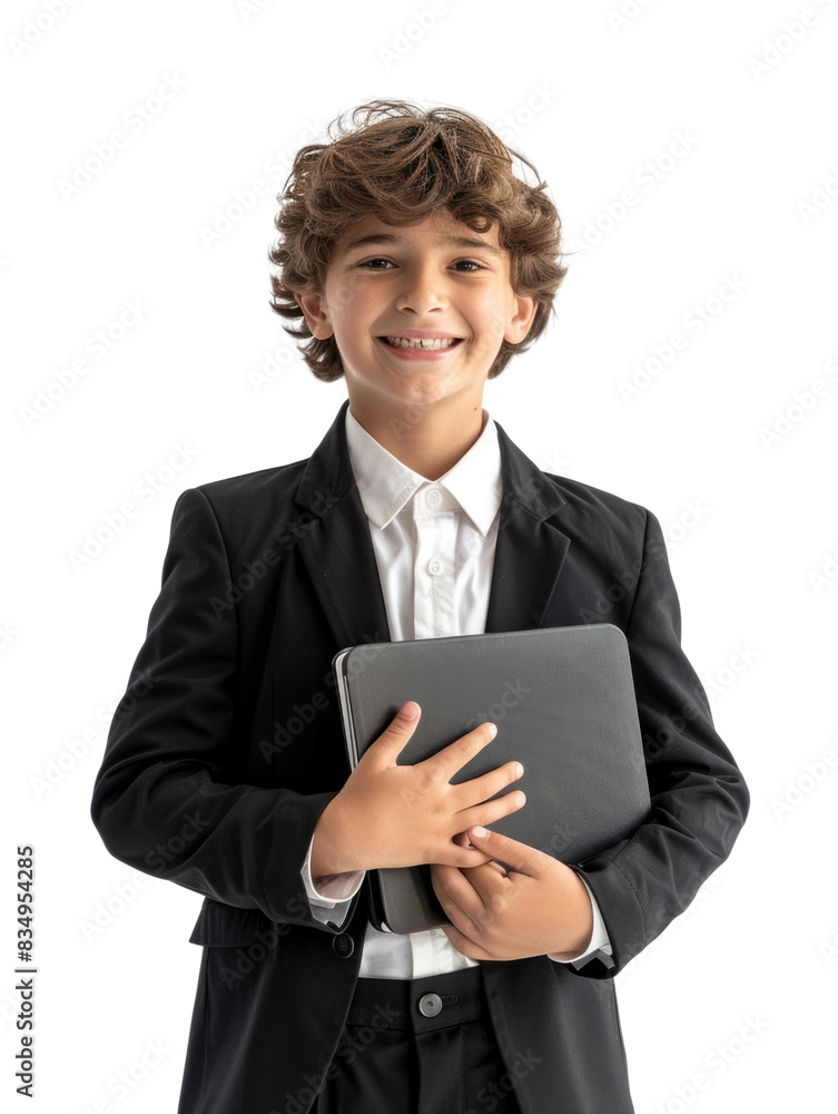 Young student wear school uniform holding computer Young student wear school uniform holding computer