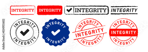 rubber stamp and label sticker integrity sign for morality honest honorable reliable