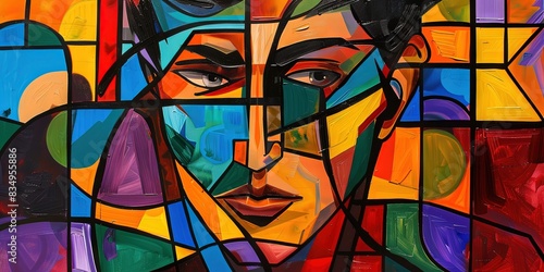 Cubism. A cubist abstract acrylic portrait