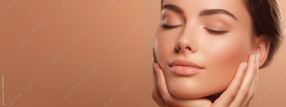 Serene Woman with Hands on Face Serene Woman with Hands on Face