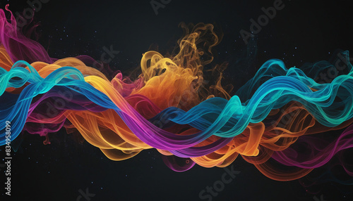 Abstract digital neon wave background with vibrant colors and futuristic design