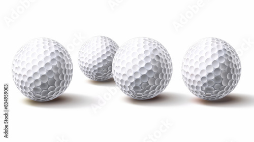 Crisp Vector Illustration of Golf Balls Highlighting Texture and Form on White Background