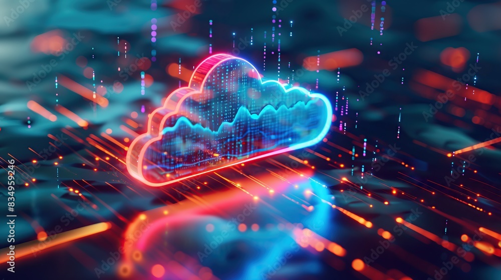 Cloud Computing Technology Concept with Futuristic Data Representation Cloud Computing Technology Concept with Futuristic Data Representation