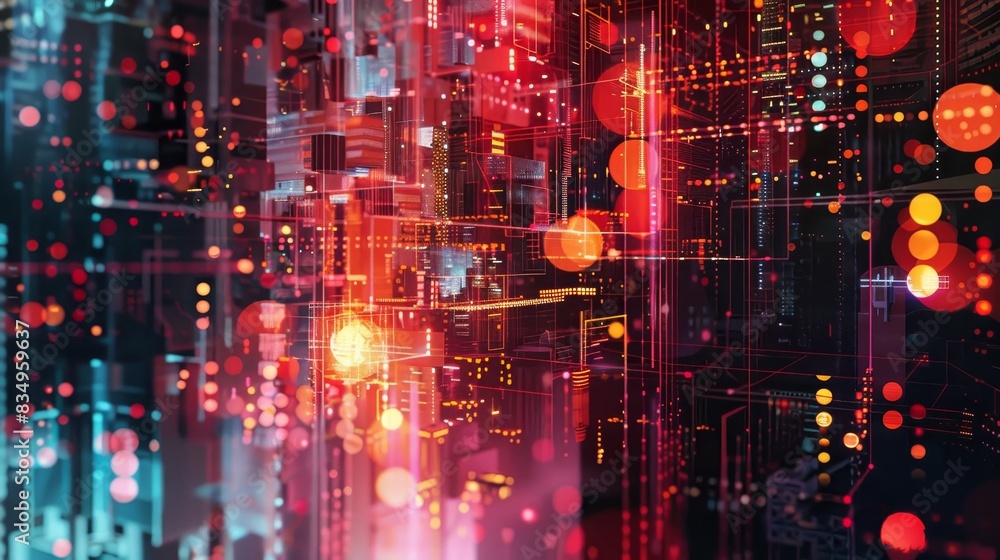 Abstract digital background with glowing lights, circuit patterns, and futuristic technology elements. High-tech data visualization concept. Abstract digital background with glowing lights, circuit patterns, and futuristic technology elements. High-tech data visualization concept.