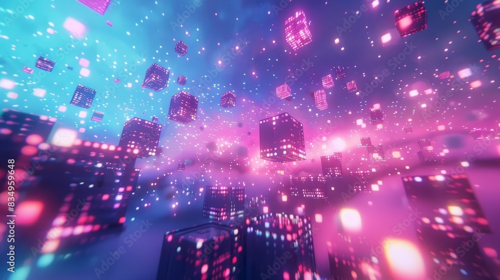 Abstract digital cityscape with glowing neon lights and futuristic technology concept. Perfect for technology and digital innovation themes. Abstract digital cityscape with glowing neon lights and futuristic technology concept. Perfect for technology and digital innovation themes.