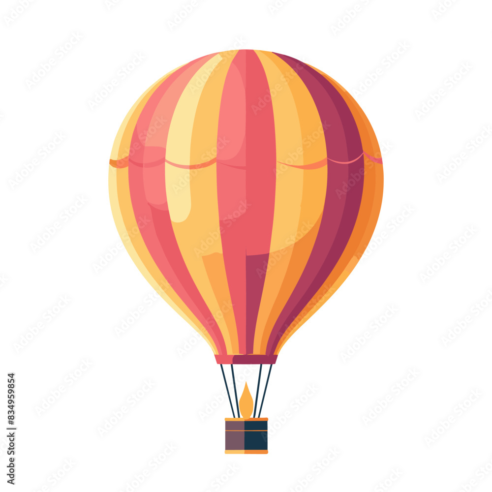 Obraz premium A colorful hot air balloon floating in the air with a simple background. Flat vector illustration.