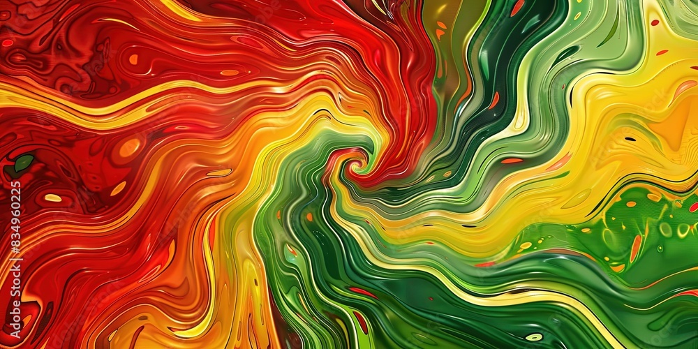 Red, yellow, green paint swirls Red, yellow, green paint swirls