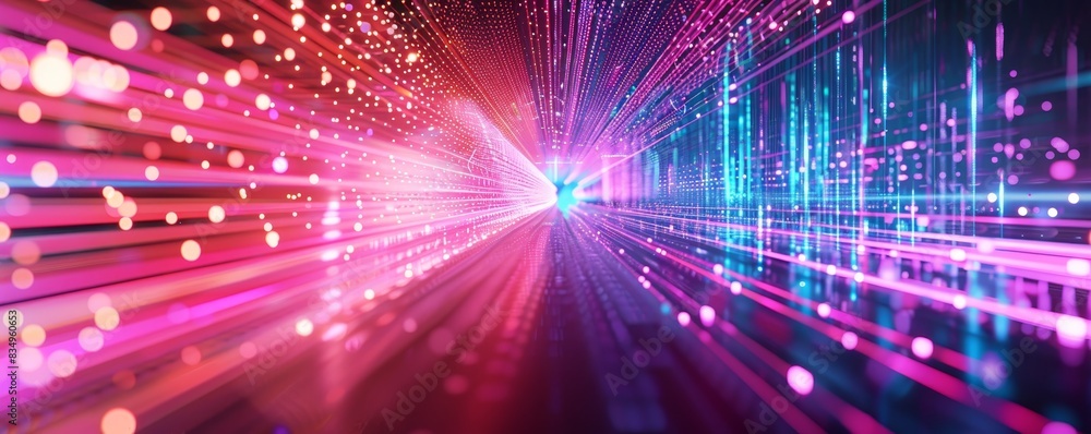 Colorful abstract background with dynamic lines and bokeh lights, representing technology, speed, and energy in a futuristic space. Colorful abstract background with dynamic lines and bokeh lights, representing technology, speed, and energy in a futuristic space.