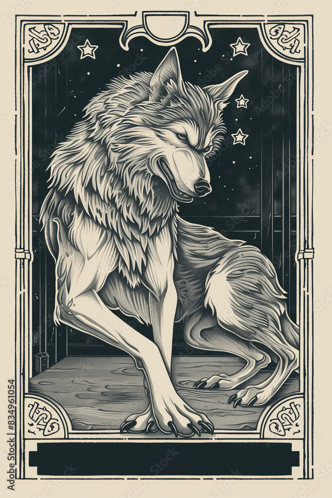 Obraz premium Wolf poster card art illustration