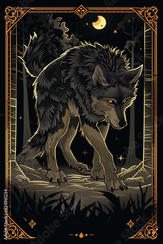 Wolf poster card art illustration