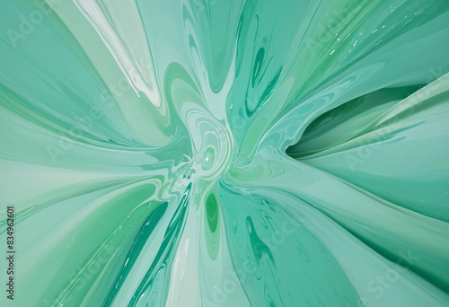 An AI-generated abstract three-dimensional vector design featuring a tranquil blend of mint green and seafoam blue, reminiscent of watercolor paintings