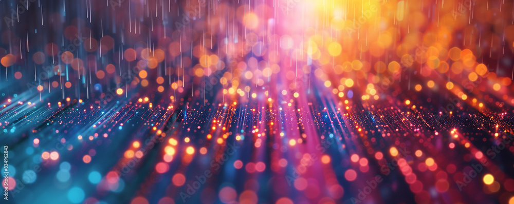 Rain of golden lights on abstract background, generated ai Rain of golden lights on abstract background, generated ai