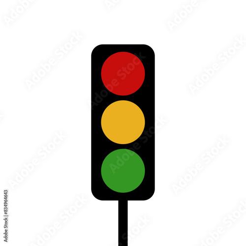 Traffic icon with red, yellow, and green signals. Isolated on white background. Vector illustration.