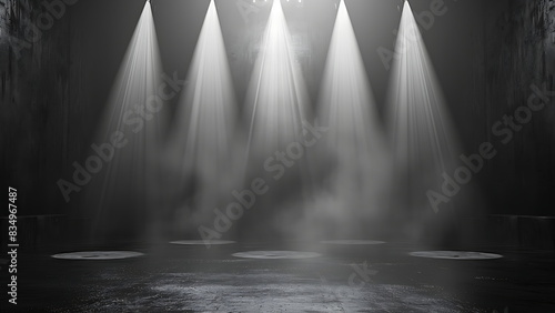 empty black stage with spotlight photo