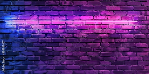 brick wall glowing light blue and purple line