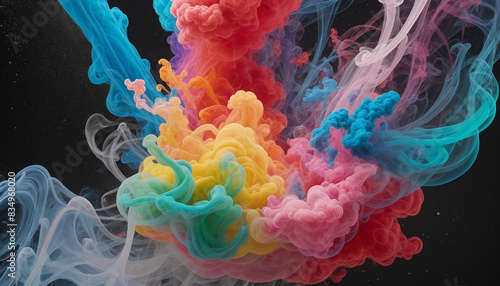 Vibrant Explosions: A Creative Composition of Colourful Smoke and Generative AI Art