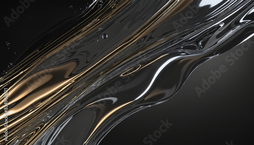 Shimmering Metal Liquid Abstraction on a Dark Canvas: Embracing the Flow and Dynamics of Generative AI