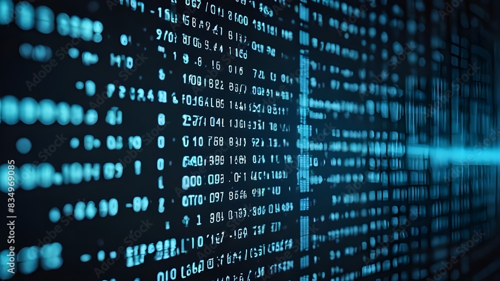 Blue digital binary data on computer screen background Blue digital binary data on computer screen background
