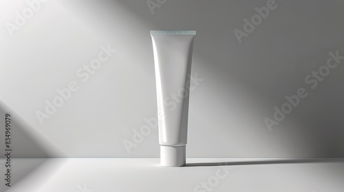 A white tube template for cosmetic packaging with blank space for text or design