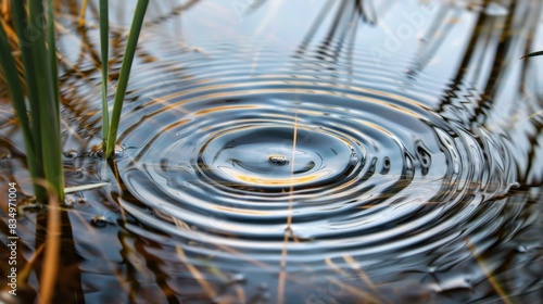 Water surface with a small circular ripple in the center and a larger circular ripple expanding outward.