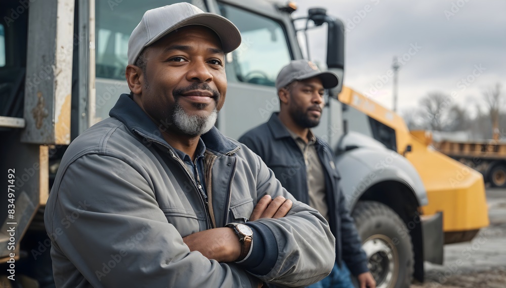 Man working as a truck driver posing Man working as a truck driver posing