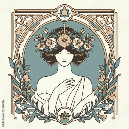 Classic women wearing crowns in the Botanicals frame