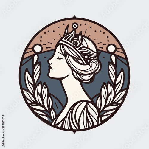 Classic women wearing crowns logo