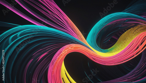 Futuristic neon wave composition in abstract background design
