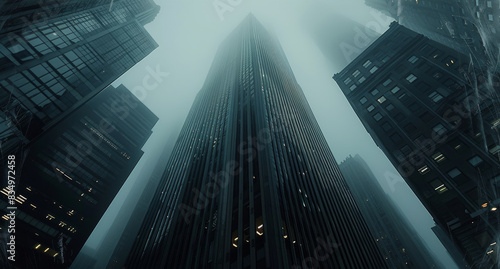 From the ground level  the skyscrapers like silent sentinels  their cold  impersonal facades serving as a stark reminder of the soulless nature. Generative AI.
