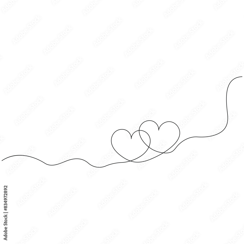 Heart continuous one line drawing outline vector illustration
